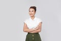 Portrait smiling young asian woman with crossed arms Royalty Free Stock Photo