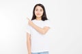 Portrait of smiling young asian woman wearing summer t shirt Royalty Free Stock Photo