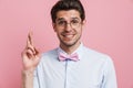 Portrait of a smiling young brunette nerd man Royalty Free Stock Photo