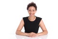 Portrait of a smiling young business woman in a black shirt