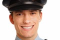 Portrait of smiling young policeman close up. Royalty Free Stock Photo