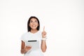 Portrait of a smiling young woman holding tablet computer Royalty Free Stock Photo