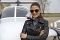 Portrait of Smiling Young Woman Pilot Royalty Free Stock Photo