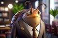 portrait of snail dressed in a formal business suit