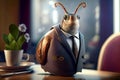 portrait of snail dressed in a formal business suit