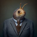 Portrait of a snail dressed in a formal business suit