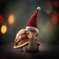 Portrait of snail with santa hat, illustration