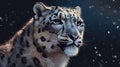 portrait of a snow leopard against dark background, generative ai Royalty Free Stock Photo