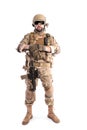 Portrait Of A Soldier Holding Gun Royalty Free Stock Photo