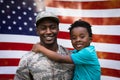 Portrait of soldier with son Royalty Free Stock Photo