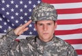 Portrait Of Solider Saluting Royalty Free Stock Photo