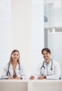 Portrait, space and healthcare with a team of doctors in a hospital for collaboration in medicine you can trust. Smile Royalty Free Stock Photo