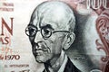 the Spanish composer Manuel de Falla from obverse side of 100 one hundred Spanish cien Pesetas banknote