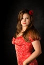 Portrait of a Spanish dancer in a red dress Royalty Free Stock Photo