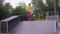 Portrait of a sportive child inline skates blading