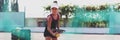 Portrait of sportive teenage girl playing tennis on outdoors court. Holding racket and ball, prepare for serve. Royalty Free Stock Photo