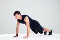 Portrait of a sports man doing push ups Royalty Free Stock Photo