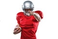 Portrait sports player in red jersey pointing Royalty Free Stock Photo