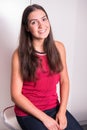 Portrait sporty young girl smiling into camera