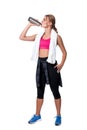 Portrait of sporty young woman tired after a gym workout Royalty Free Stock Photo