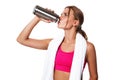 Portrait of sporty young woman tired after a gym workout Royalty Free Stock Photo