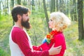 Portrait of Spring couple in love. Young happy couple in love outdoors. loving man and woman on a walk in a spring Royalty Free Stock Photo