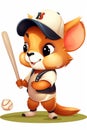 Portrait of a squirrel with a baseball bat. AI genarated