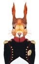 Portrait of Squirrel in military uniform.