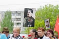 Portrait Stalin on solemn procession in honor of victory