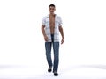 3D Rendering : Portrait of standing male mesomorph muscular body type Royalty Free Stock Photo