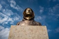 Portrait of the statue of Satoshi Nakamoto mysterious founder of Bitcoin Royalty Free Stock Photo