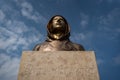 Portrait of the statue of Satoshi Nakamoto mysterious founder of Bitcoin Royalty Free Stock Photo