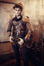 Portrait of a steampunk man. Royalty Free Stock Photo