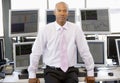 Portrait Of Stock Trader In Front Of Computer Royalty Free Stock Photo