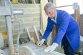 portrait stonemason at work Royalty Free Stock Photo