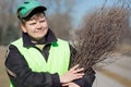 Portrait street sweeper in city park