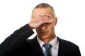 Portrait of stressed businessman covering his face Royalty Free Stock Photo