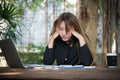 Portrait of a stressed out business woman at her workplace. She Royalty Free Stock Photo