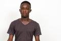 Portrait of stressed young African man looking angry Royalty Free Stock Photo