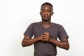 Portrait of stressed young African man looking angry Royalty Free Stock Photo