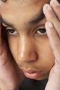 Portrait Of Stressed Young Boy Royalty Free Stock Photo