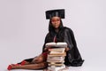 Portrait of student in graduation gown Royalty Free Stock Photo