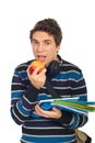 Portrait of student male with apple