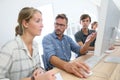 Portrait of students in class with professor Royalty Free Stock Photo