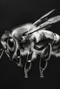 portrait studio photograph of honey bee black and white Royalty Free Stock Photo