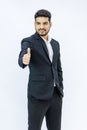 Portrait  studio shot Asian Indian professional successful bearded male businessman entrepreneur ceo manager in formal Royalty Free Stock Photo