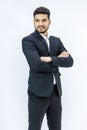 Portrait  studio shot Asian Indian professional successful bearded male businessman entrepreneur ceo manager in formal Royalty Free Stock Photo