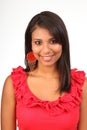 Portrait of stunning young Latino girl in red