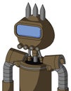 Cardboard Mech With Rounded Head And Pipes Mouth And Large Blue Visor Eye And Three Spiked