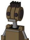 Cardboard Robot With Multi-Toroid Head And Square Mouth And Two Eyes And Pipe Hair